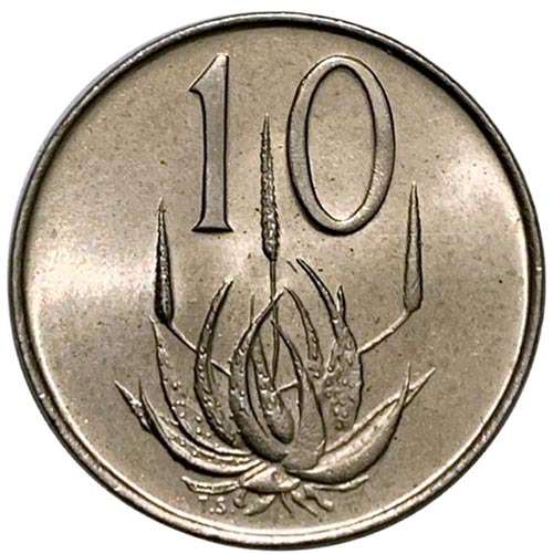 1967 South Africa 10c English uncirculated nickel