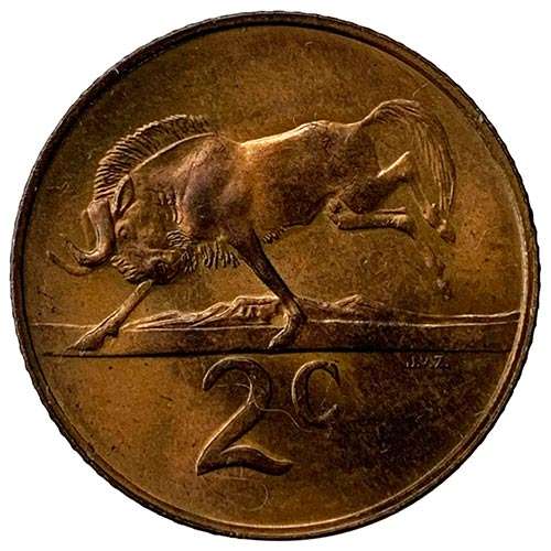 1967 South Africa English 2c uncirculated bronze