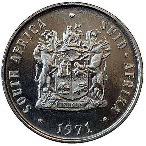 1971 South Africa 10c uncirculated nickel