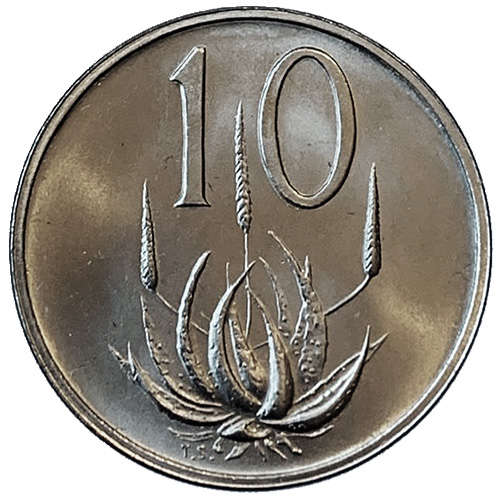 1971 South Africa 10c uncirculated nickel