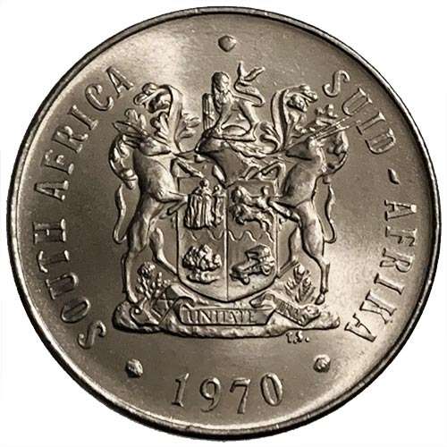 1970 South Africa 50c UNCIRCULATED nickel