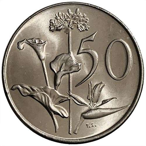 1970 South Africa 50c UNCIRCULATED nickel
