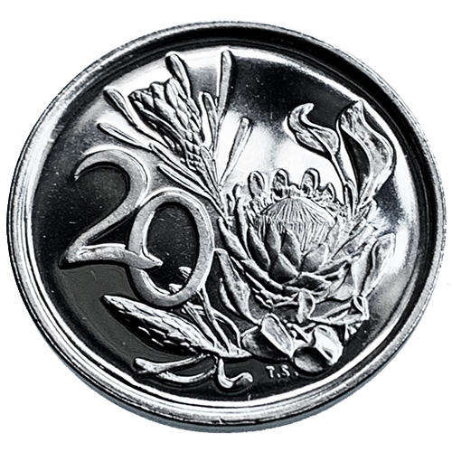 1977 South Africa 20c proof nickel