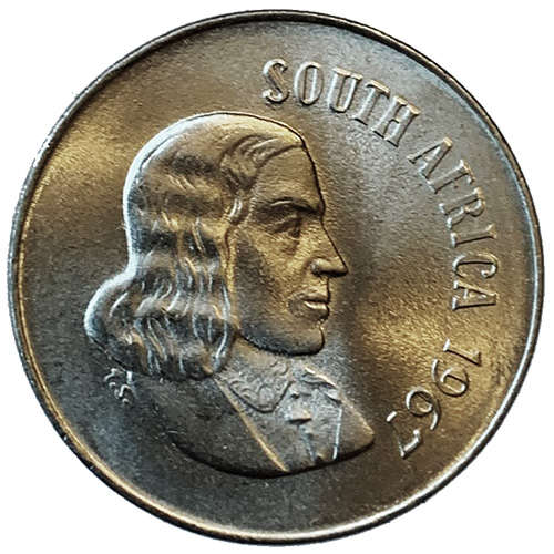 1967 South Africa 10c English uncirculated nickel