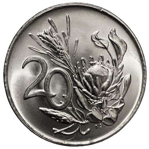 1972 South Africa 20c uncirculated nickel