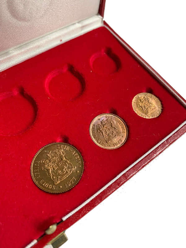 1977 South Africa half cent one cent two cent only PROOF in long proof box