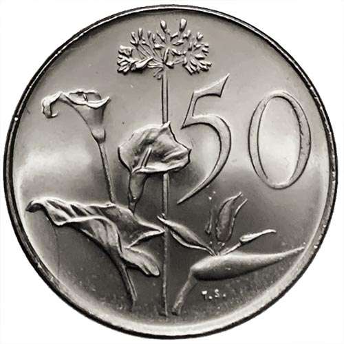 1972 South Africa 50c UNCIRCULATED nickel