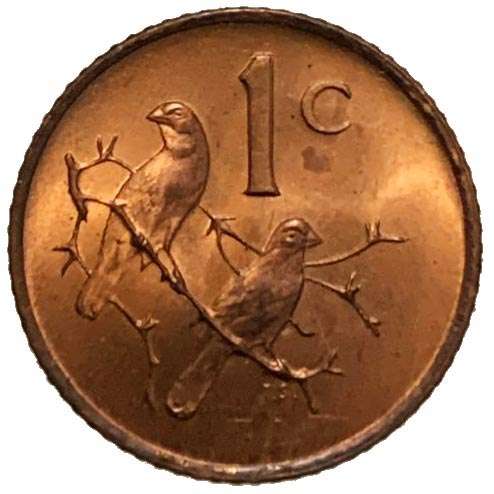 1969 South Africa Afrikaans 1c uncirculated bronze