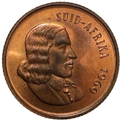 1969 South Africa Afrikaans 2c uncirculated bronze