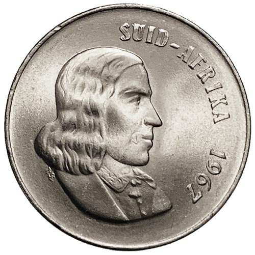1967 South Africa Afrikaans 20c uncirculated nickel