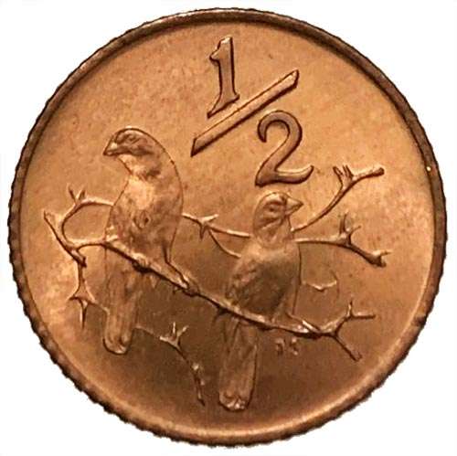 1975 South Africa UNCIRCULATED half cent 1/2c