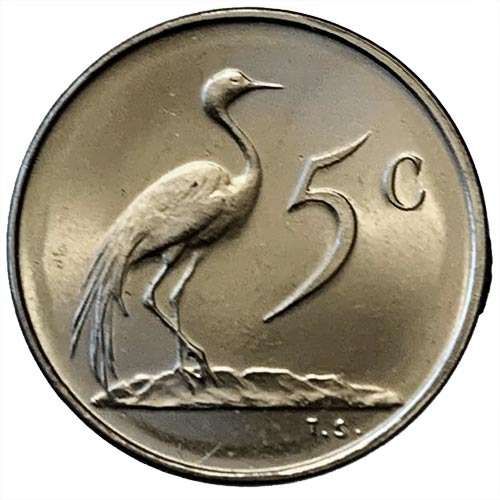 1972 South Africa 5c uncirculated nickel