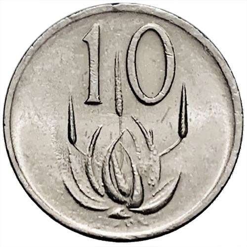 1989 South Africa 10c nickel Extra Fine