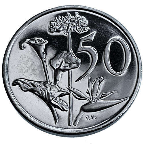 1972 South Africa coat of arms 50c PROOF nickel