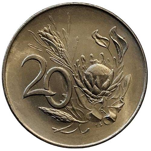 1967 South Africa English 20c uncirculated nickel rare