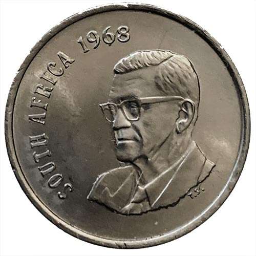 1968 South Africa English UNCIRCULATED 20c