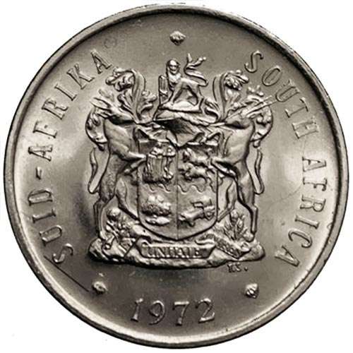 1972 South Africa 20c uncirculated nickel