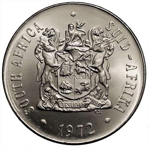 1972 South Africa 50c UNCIRCULATED nickel