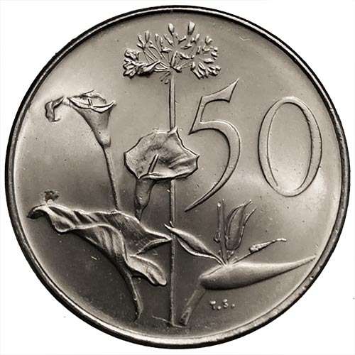 1972 South Africa 50c UNCIRCULATED nickel