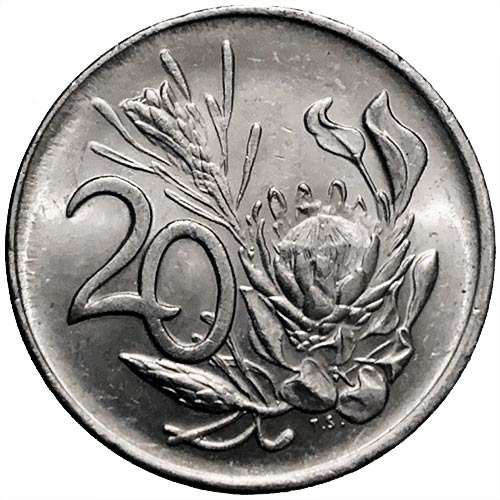1984 South Africa 20c AU pure nickel
