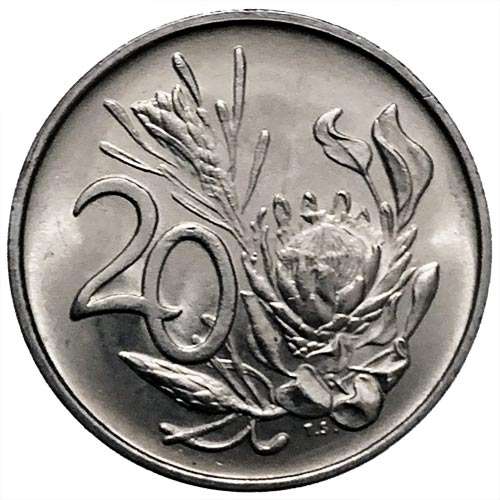 1988 South Africa 20c AU pure nickel