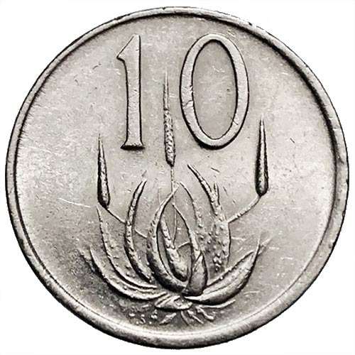 1986 South Africa 10c nickel Extra Fine
