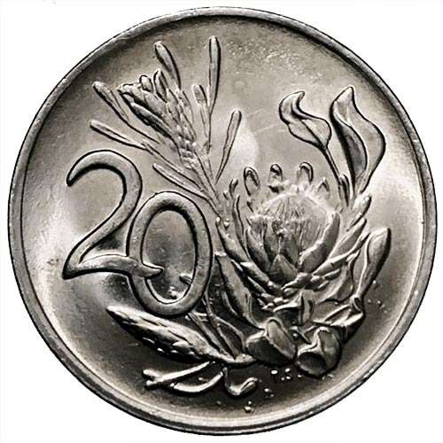 1989 South Africa 20c AU pure nickel