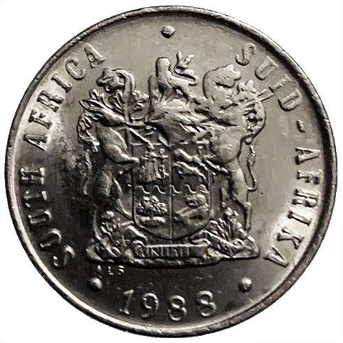 1988 South Africa 10c nickel Extra Fine