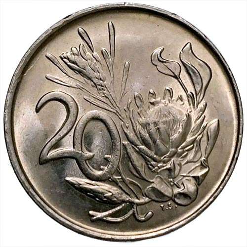 1989 South Africa 20c AU pure nickel