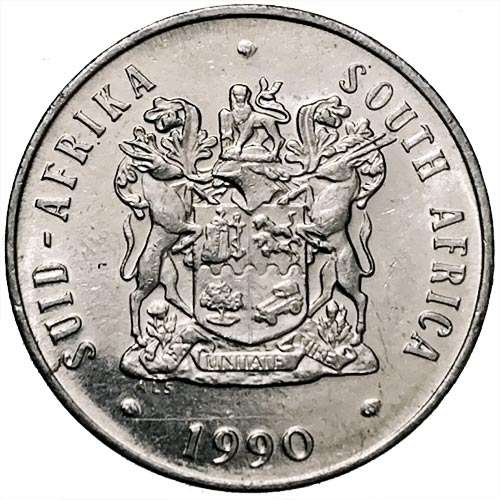 1990 South Africa 20c AU pure nickel