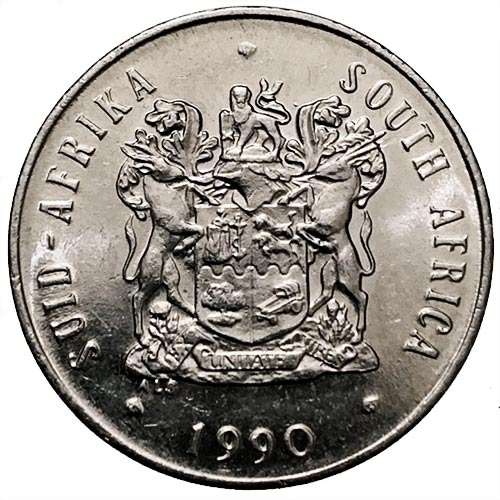 1990 South Africa 20c AU pure nickel
