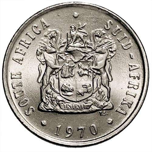 1970 South Africa 10c nickel Extra Fine