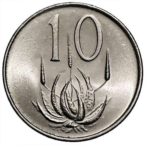1970 South Africa 10c nickel Extra Fine