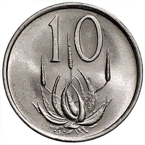 1987 South Africa 10c pure nickel Very Fine