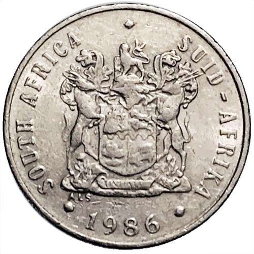 1986 South Africa 10c nickel Fine