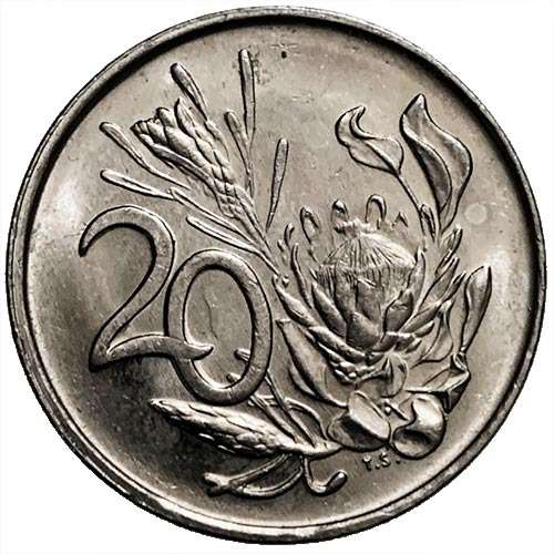 1988 South Africa 20c pure nickel Very Fine