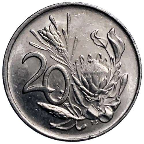 1989 South Africa 20c pure nickel Fine