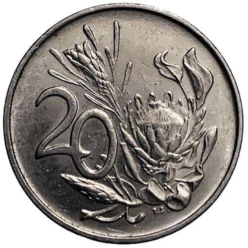 1988 South Africa 20c pure nickel Fine