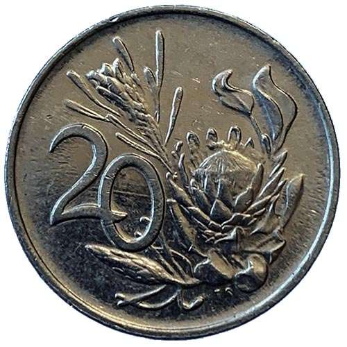 1990 South Africa 20c pure nickel Extra Fine