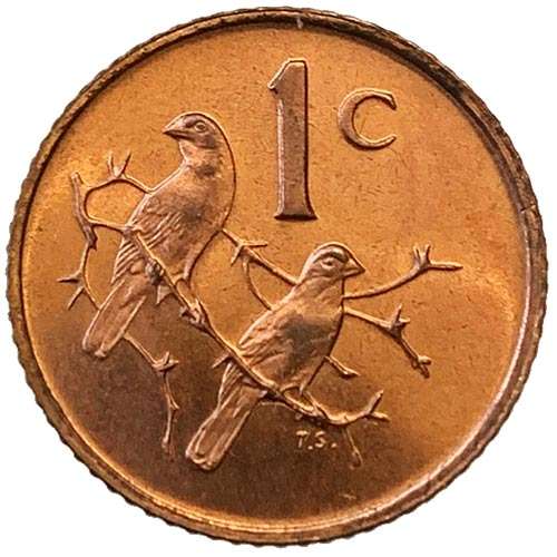 1975 South Africa 1c uncirculated bronze