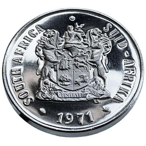 1971 South Africa coat of arms 50c PROOF nickel