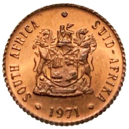 1971 South Africa UNCIRCULATED half cent 1/2c