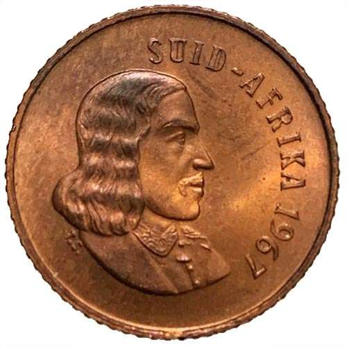 1967 South Africa Afrikaans 1c uncirculated bronze