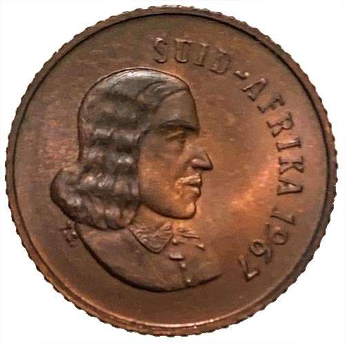 1967 South Africa Afrikaans 1c uncirculated bronze