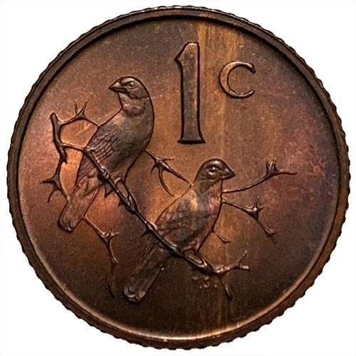1967 South Africa Afrikaans 1c uncirculated bronze