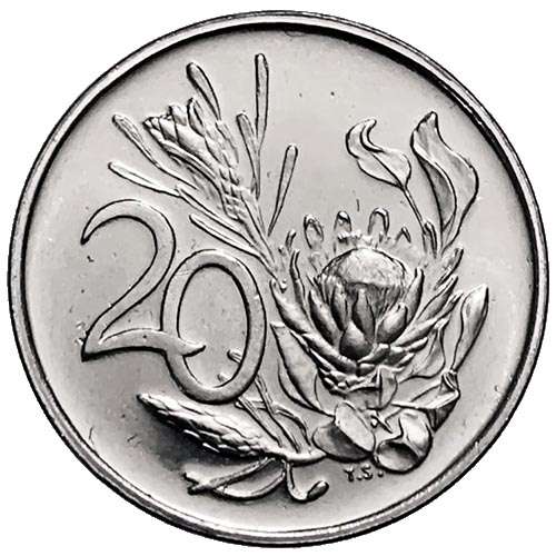 1974 South Africa 20c uncirculated nickel