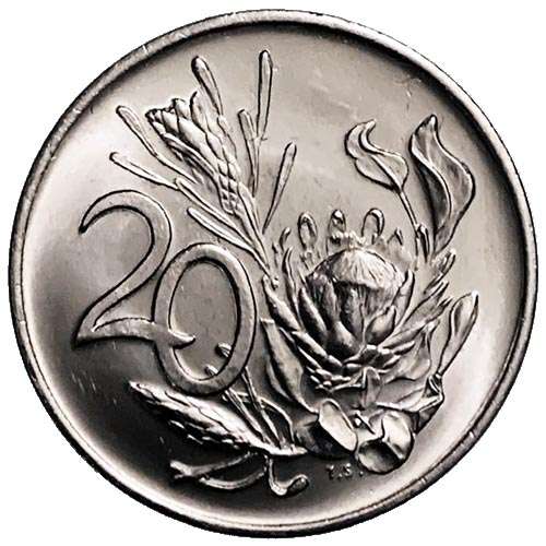 1975 South Africa 20c uncirculated nickel