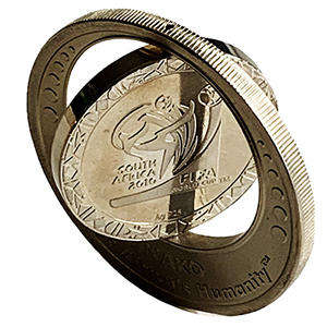2010 Fifa World Cup Interactive Spinning Rotating Silver Medallion in original box with Certificate