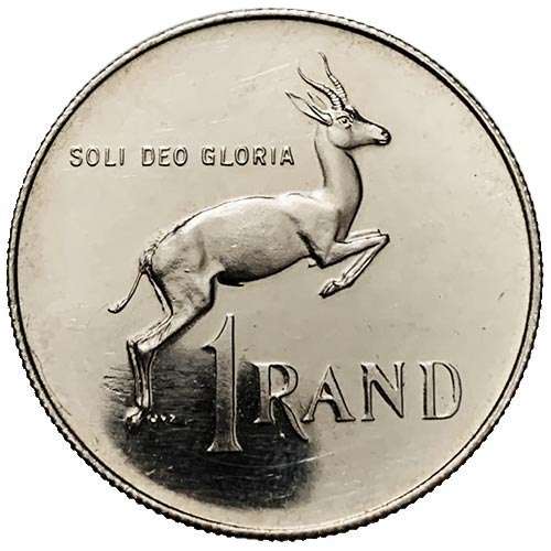 1973 South Africa R1 Springbok silver proof coin in Red SA Mint box