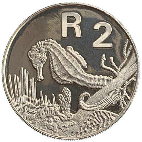 1997 South Africa 2 Rand Knysna  Seahorse Silver in SA Mint box